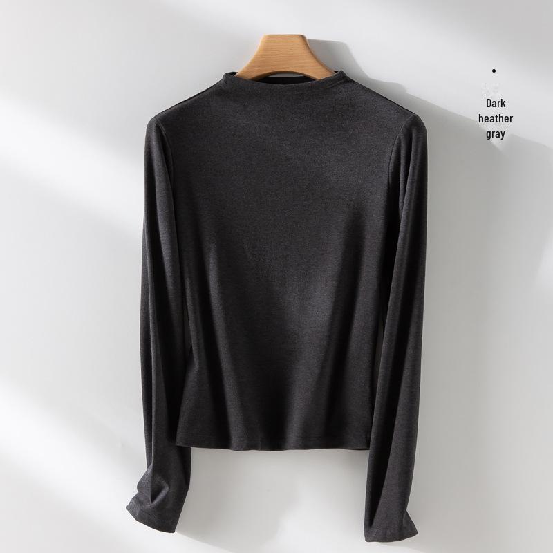 Neues Herbst/Winter Lyocell Tencel Halbrollkragenpullover im koreanischen Stil Warmes Langarmoberteil