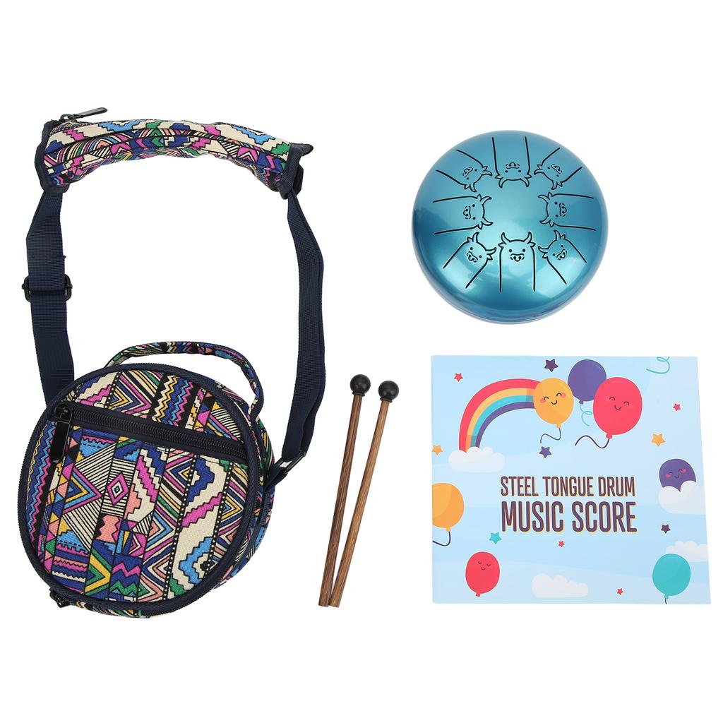 Tongue Drum 5.5in 8 Notes Chakra Tank Alloy Animal Pattern Percussion Instrument