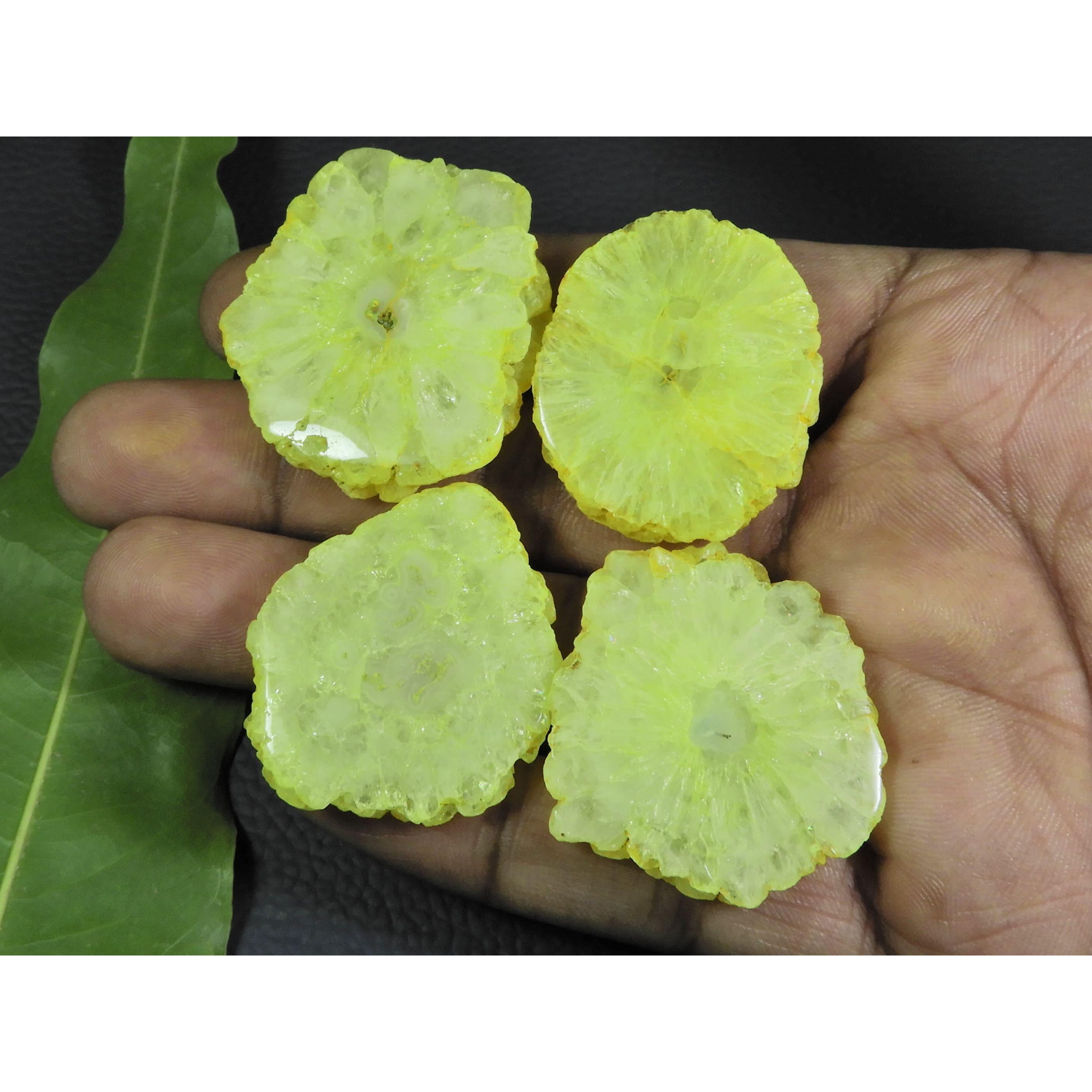 

270Cts. Dyed Solar Durzy Agate 4Pcs Crystal Loose Gemstone Lot 30X35-39X41MM A-227