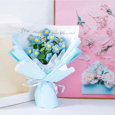 Handcrafted Crochet Flowers Bouquet Beautiful with Gift Bag Graduation Flower Bouquet Handmade LED Lamp String