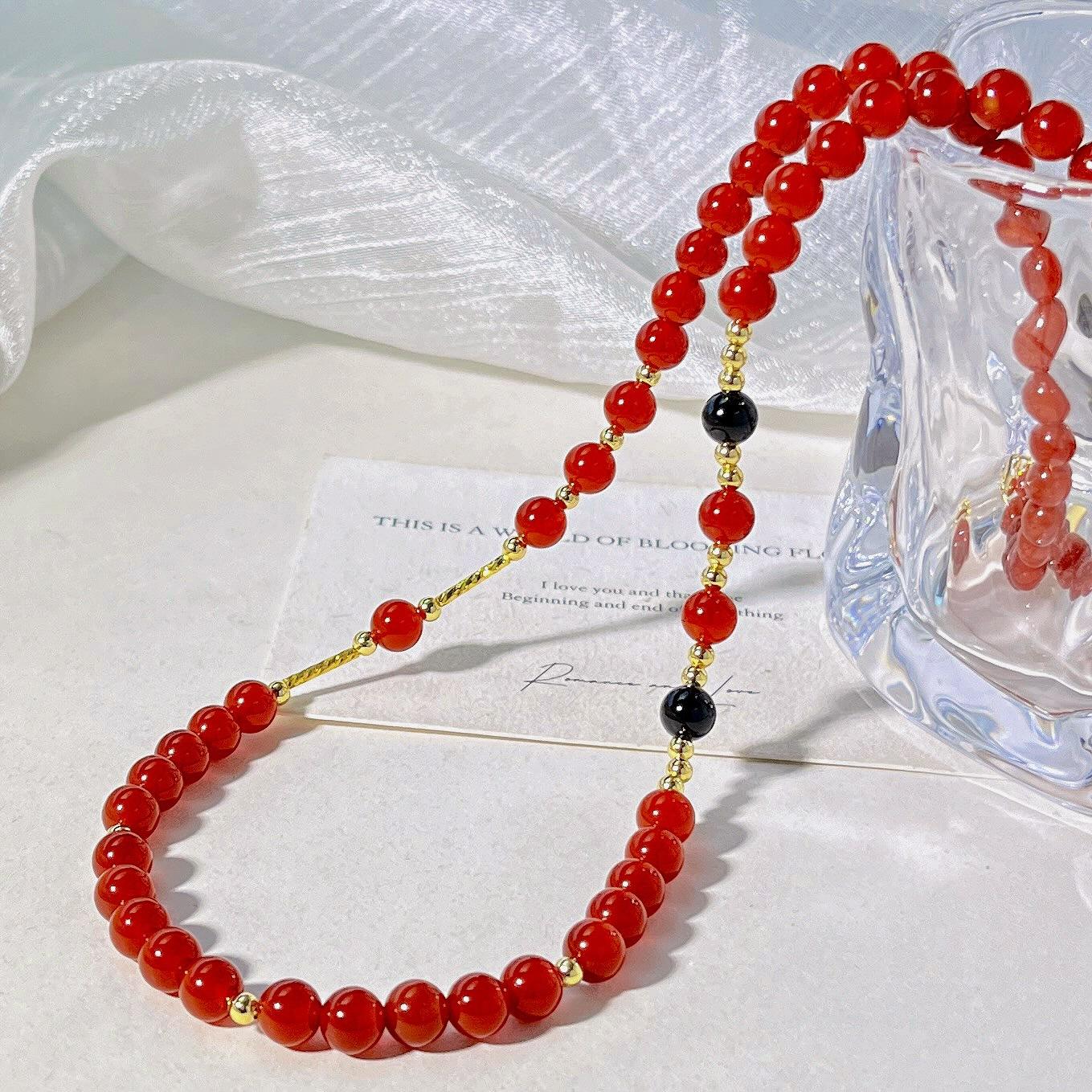 Natural Chalcedony Design Necklace Collarbone Chain Sweater Chain