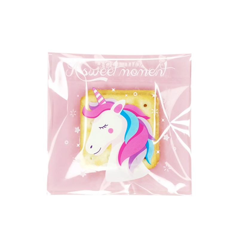 100Pcs 10x10+3cm Plastic Cartoon Animal Printed Packaging Biscuit Cookie Snack Food Self-Adhesive Candy Party Gift Bags