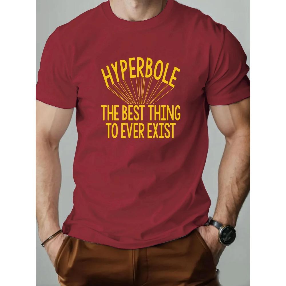 Summer Men's T Shirt English Doodle Elements Print 100% Cotton Leisure Breathable Round Neck T-shirt High Quality Men's Clothing