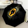 Flaming Wolves Emblem Wanderers Automatic Folding Umbrella - 8-Rib Travel Umbrella with Auto Open/Close & Portable Gifts for Holidays or Birthdays