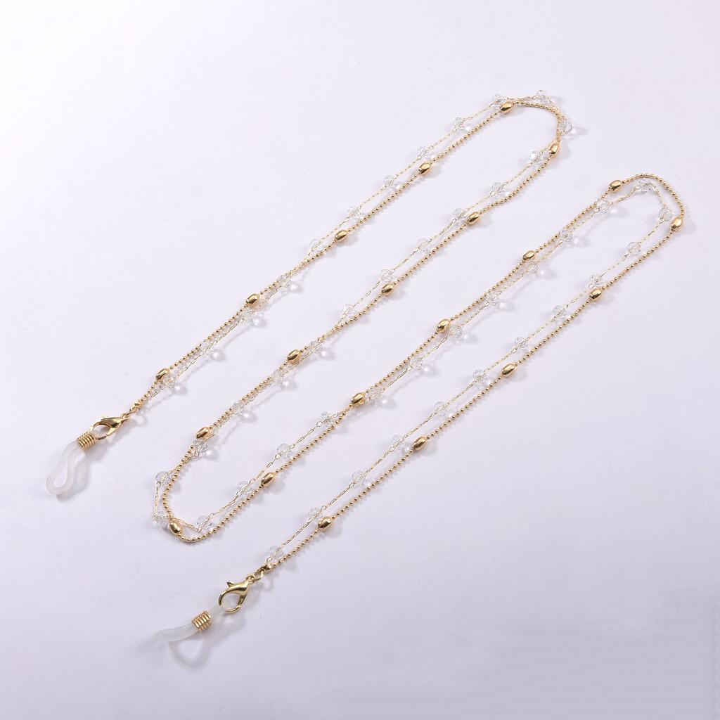 Simple temperament glasses mask accessories, double-layer copper bead chain glass rhinestone glasses chain women