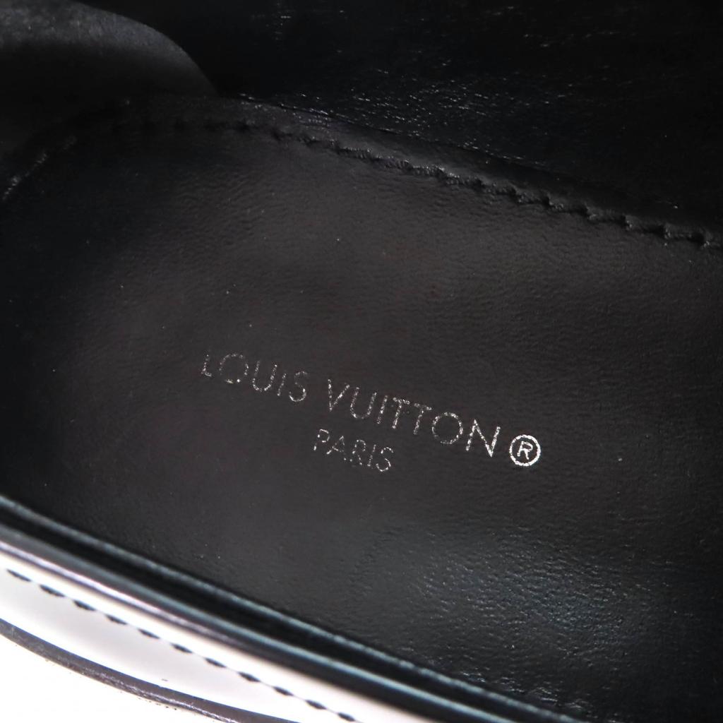 LOUIS VUITTON loafers Square toe leather penny loafers with logo leather 35.5 Used