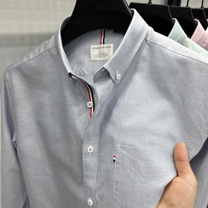 

Men s 2024 Autumn Cotton Long-Sleeve Shirt - Business Casual, Turn-Down Collar, Breathable for Middle-Aged and Young. L серый