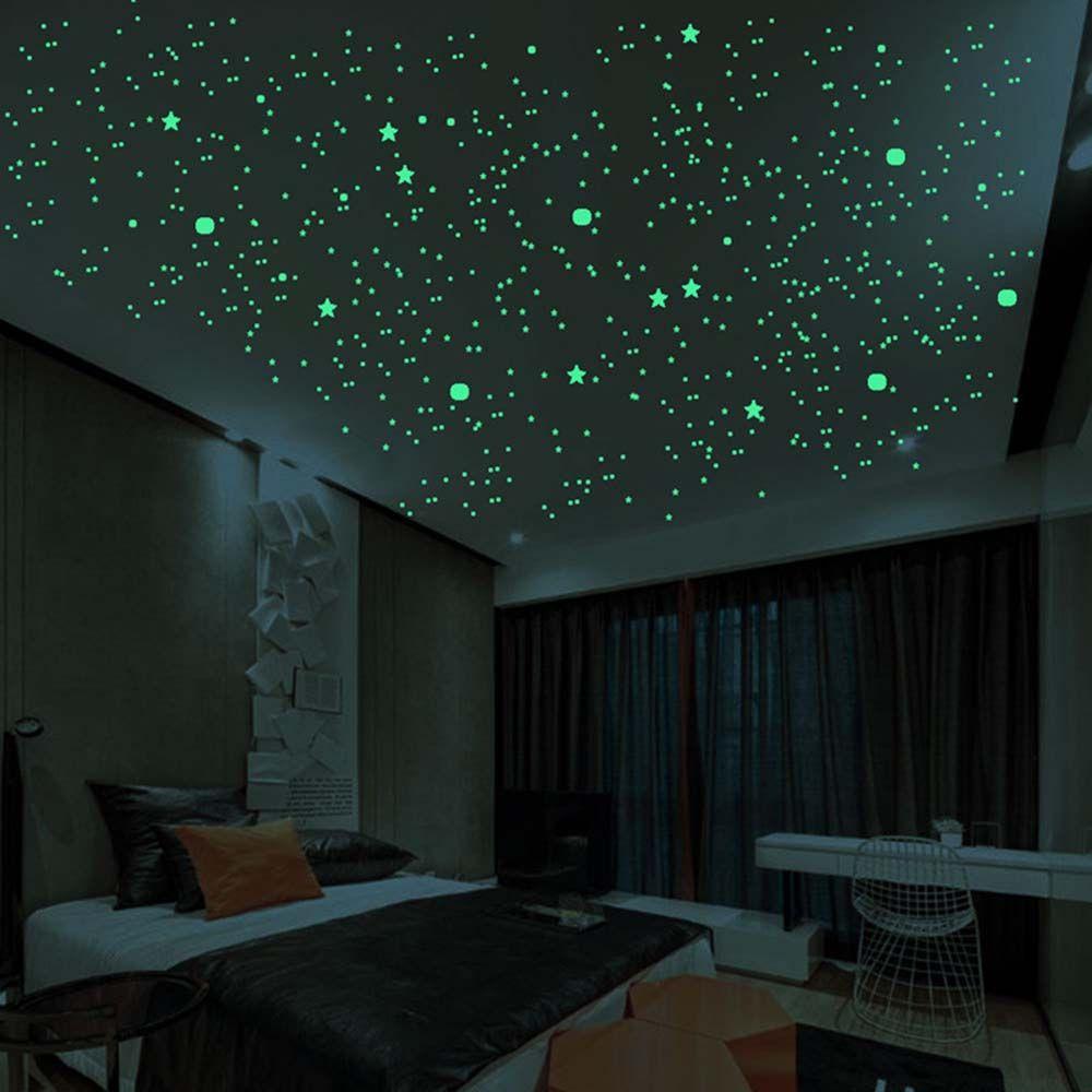 Nursery Ornament Glow In Dark 3D Luminous Decal Wall Art Fluorescent Bubble Sticker Stars Dots