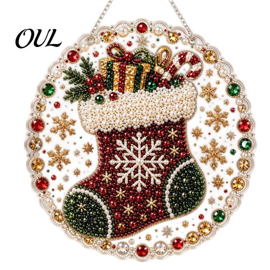 Acryl-Ornamente für Zuhause Weihnachtsbaum Hängender Schmuck, Kunst mit Kunstperlen DIY Malerei Feier Partyzubehör Sonnenfänger, 20cm Leuchtend