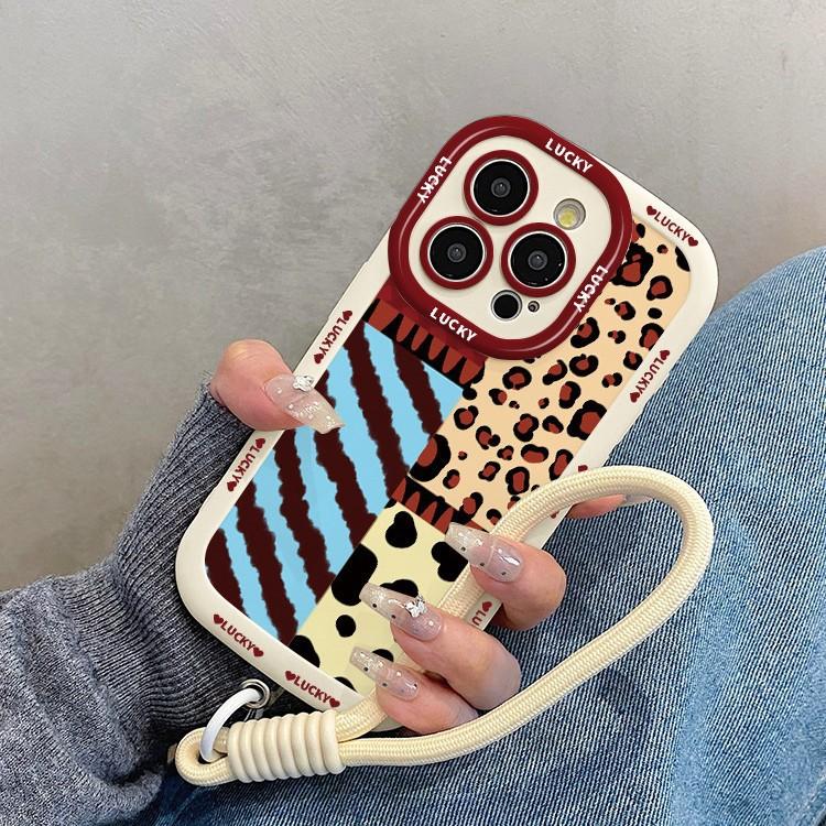 Spliced Leopard Print for Apple 16 Promax Puff Shell for IPhone 15 New Model 14 Creative 13 Cartoon Anti-fall 12