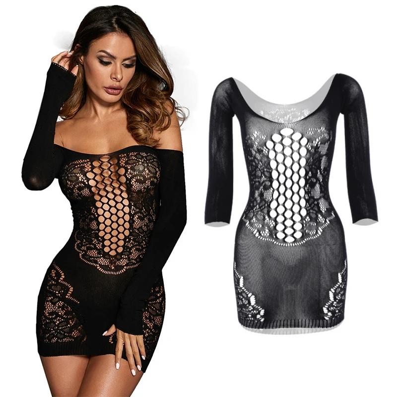 23 Styles Black Fishnet Lenceria Erotica Mujer Sexi Hollow Out Perspective Babydoll Chemise  Summer Beach Bikini Dress