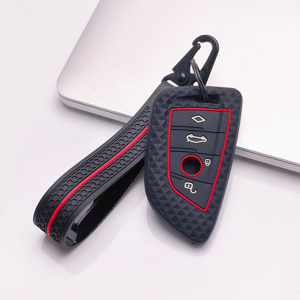 Key Case Cover for BMW i5 X1 X2 X3 X4 X5 X6 X7 with Keychain Anti-Scratch Guard Shockproof Protection Soft Grip Texture Responsive Button Touch