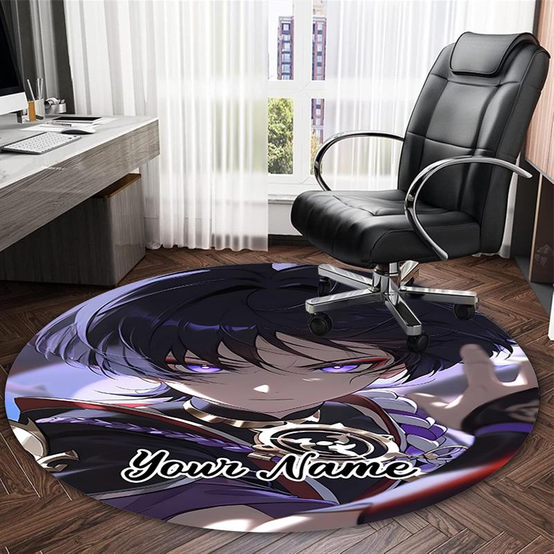Customizable Genshin Impact4 Round Non-Slip Carpet - Ideal for Garden, Picnic, Office, Perfect for Decoration, Suitable For All Seasons