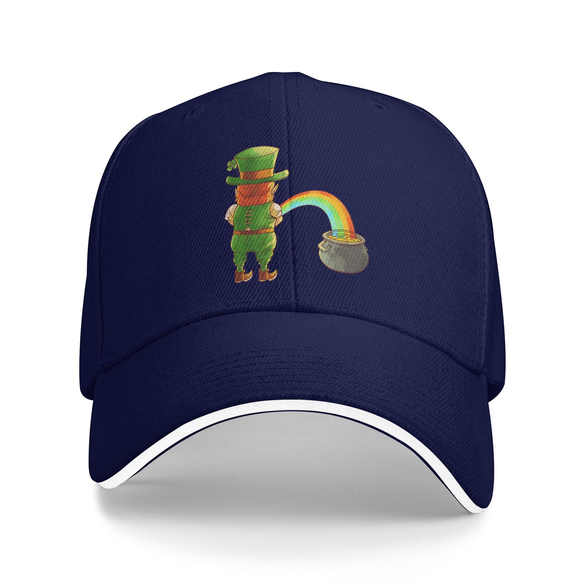 

Golden Rainbow St Patricks Day Sun Baseball Cap Summer Trendy Trucker Hat For Couple Women Outdoor Sports Snapback Cap One Size темно-синього кольору