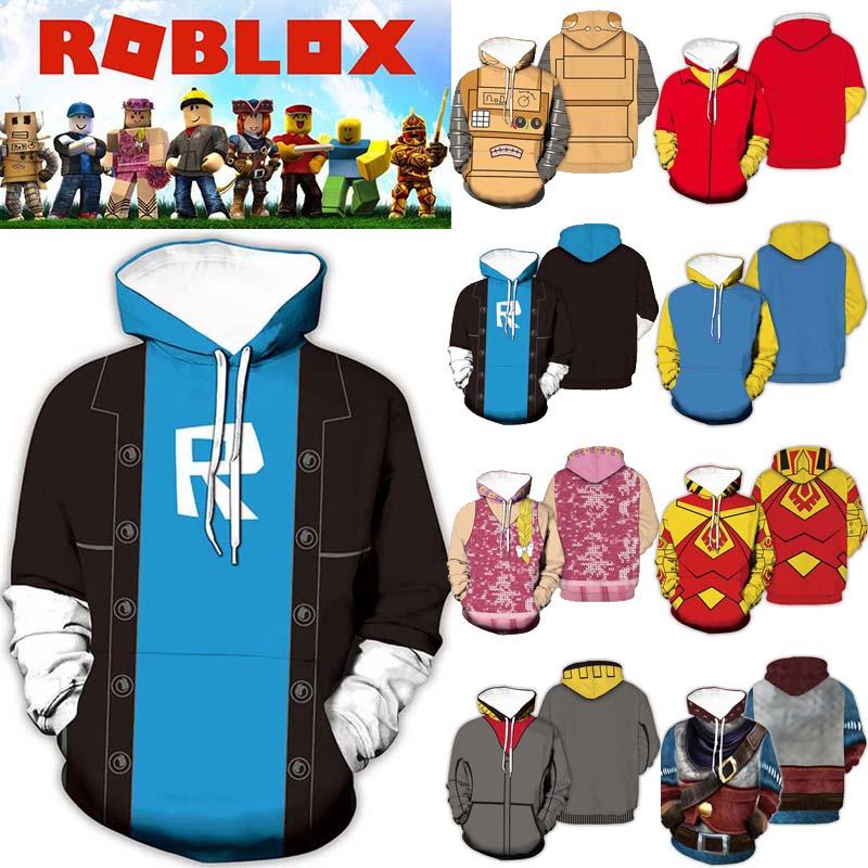Roblox 3d Game Hoodie Hooded Pullover Sweatshirt Jacket Coat Sweater Tops Casual