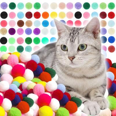 98/198 stuks 3 cm Kleurrijke Pluche Kat Speeltje Balletjes Kauwen Duurzaam Kat Speeltje Balletjes Kat Trainingsspeeltje Balletjes Voor Kat ZSY