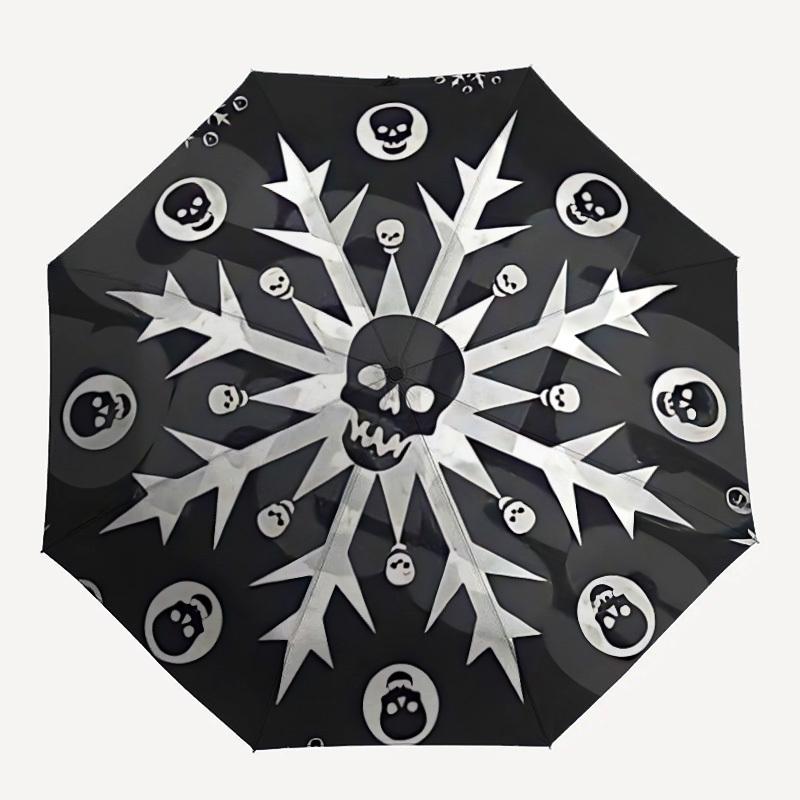1pc Skull Snowflake Design Automatic Open/Close Umbrella - Compact Travel Umbrella, Gift for Birthdayyy251208181