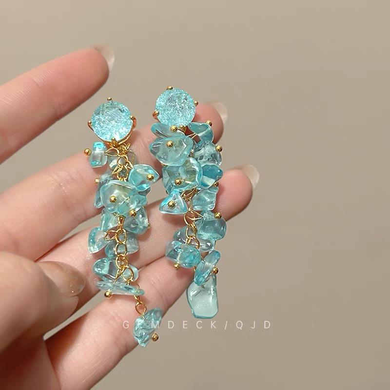 Colorful Dopamine Fabric Beaded Earrings – Women's Studs, Seaside Vacation Style, Ear Clips