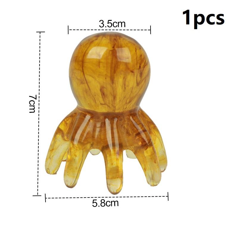 Resin Octopus Massage Comb Head Meridian Scraping Scalp Massager Tool Portable 8-Prong Head SPA Massage Comb For Anti Fatigue