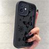 Black Butterfly Diamond Sand iPhone 15/16/17 Case with Sky Eye Groove Protection