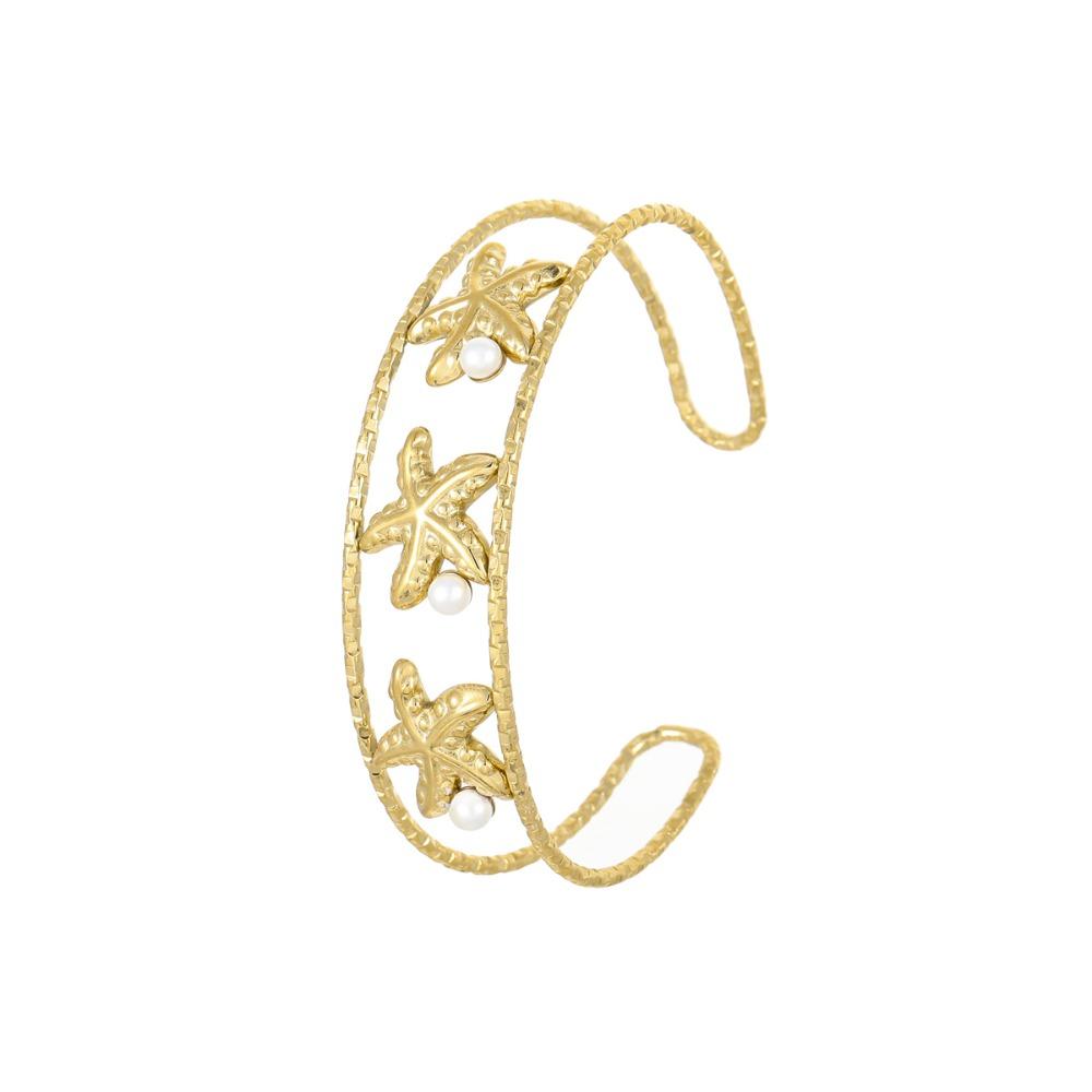 Ocean Series Open Wrist Jewelry Golden Summer Beach Bangle  Gifts for Women Girl