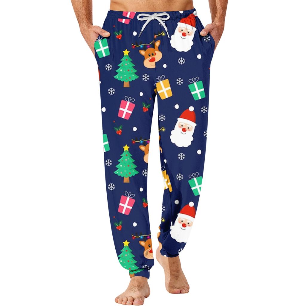 Men's Christmas Print Sleep Pants for Fall and Winter Comfort Wear