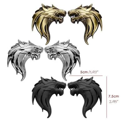 2pc 3D Car Stickers Cool WOLF Logo Car Styling Metal Wolf Badge Emblem Side Tail Decal Motorcycle Car Accessories Automobile