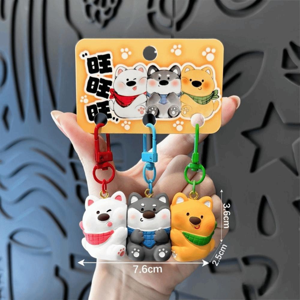 Set van 3 Stuks Hars Magnetische Drukknop Sleutelhanger Cartoon Sleutelhanger Sets Draagbare Dierlijke Sleutelhanger Cadeaus