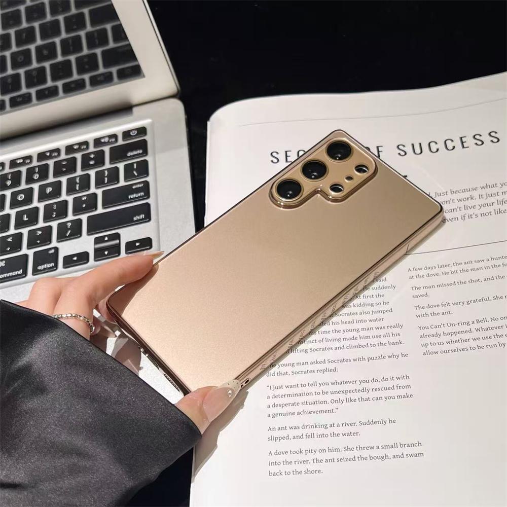 Minimalist Glossy Electroplated Icy Glass Mobile Phone Case for SamSung Galaxy S26 Ultra S25 S24 Full Camera Lens Protect Cover