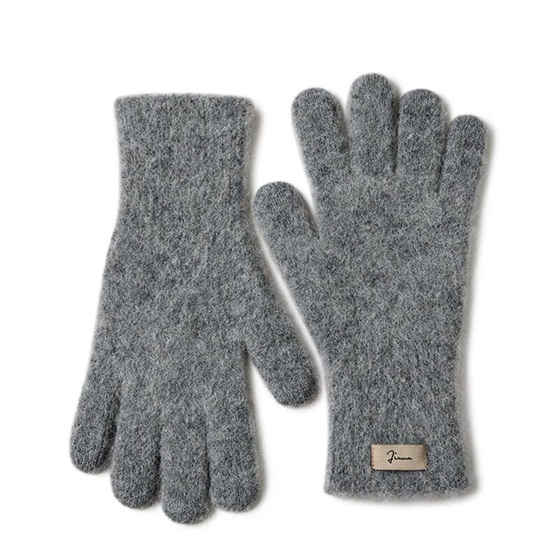 JIUMU Women's Winter Alpaca Wool Blend Knitted Gloves