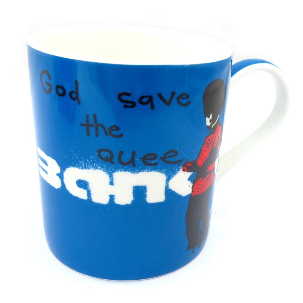 Les Trésors De Lily [K3516] - Porcelain Mug 'Banksy' Blue (God Save the Quee) - 90x85 Mm