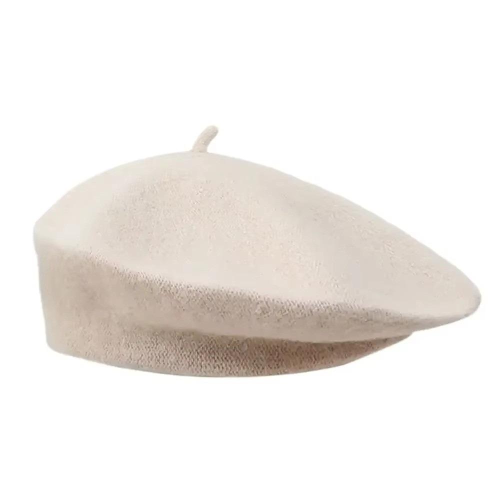 Soft Beret Hat Knitted Beanie Cap Streetwear Wool Painter Hat Daily Outfit