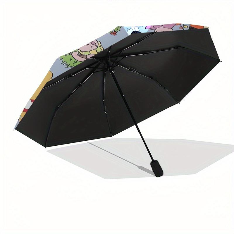 Christmas,WinnieThePooh Automatic Folding Umbrella, 8 Ribs Portable Foldable Design, Best Choice for Business and Going Out, Birthday, Hallo