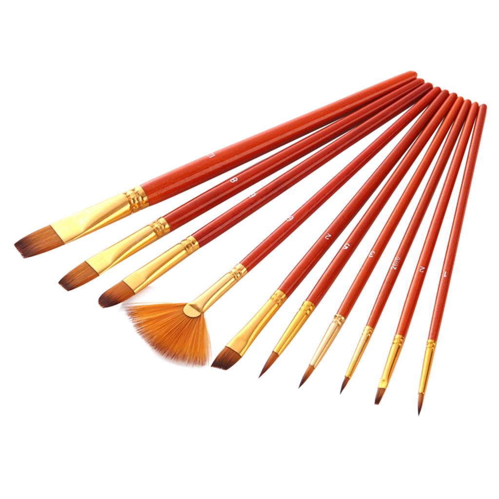 10pcs Paint Brushes Set Kit Artist Paintbrush Multiple Mediums Brushes with Nylon Hair for Artist