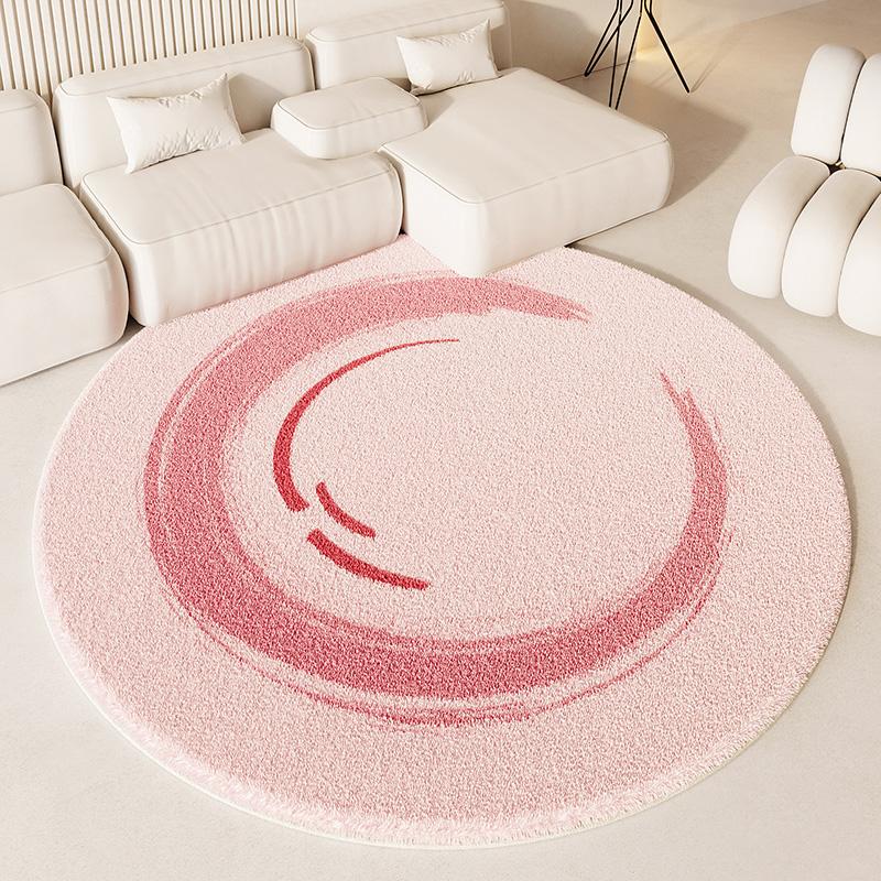 Ins Style Living Room Decoration Pink Thick Plush Bedside Floor Mat Carpet Cute Round Rugs for Bedroom Fluffy Soft Cloakroom Rug
