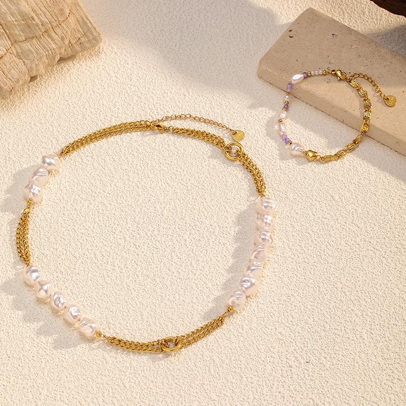 Versatile freshwater pearl necklace, simple and high-end pendant, non-fading jewelry, collarbone chain, bracelet, female natural