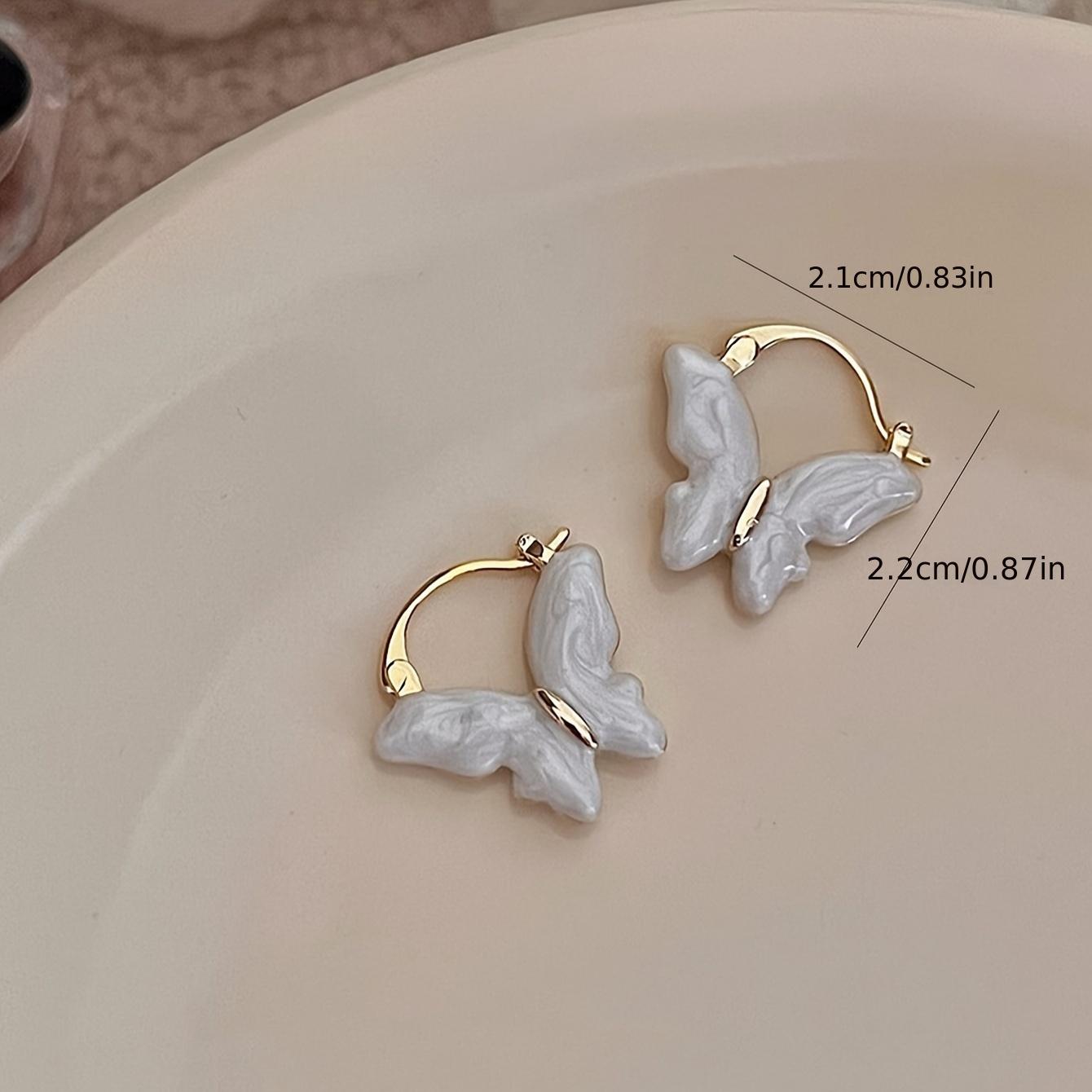 

Элегантные эмалированные серьги-кольца-бабочки для повседневного ношения — женские украшения в корейском стиле белый