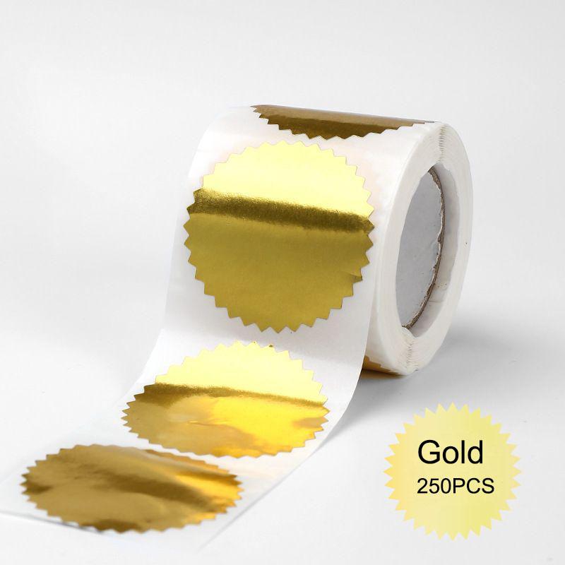 100 st/250 st Präglingsklistermärken, 45 mm Runda Bokklistermärken, Stålstämpelklistermärken Stämpelklistermärken, Tomt Självhäftande Certifikat