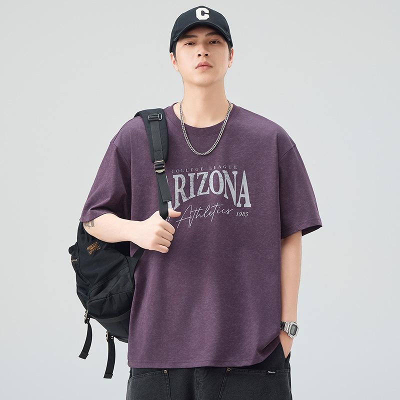 New Summer Short-sleeved T-shirt for Men Loose Round Neck Five-point Sleeve T-shirt Casual Japanese Retro