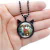 Fashion Retro Creative Round Necklace Cartoon Cat Clock Pendant Necklace