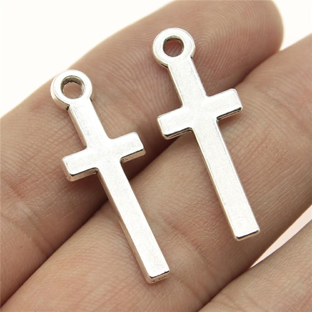 10pcs Charms Cross Antique Bronze Silver Color Pendants DIY Crafts Making Findings
