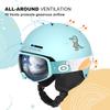 Odoland Ski Helmet with Snowboard Adjustable Impact Size Small Kids' Goggles, Helmet, Size, Anti-Fog, Resistant, Breathable, Cyan,
