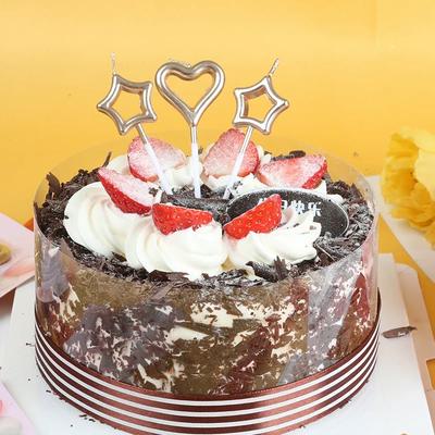 Star Heart Birthday Sparkler Candle Romantic Cake Decoration Birthday Cake Topper for Party Wedding Valentines Day Supplies Tool