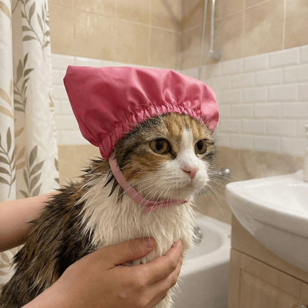 Reusable Pet Shower Cap Adjustable Waterproof Headgear Premium Bath Ear Covers  Dog