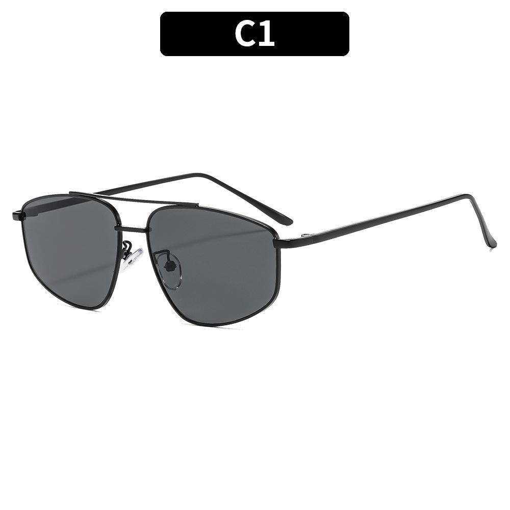 Fashion Korean Version Retro New Double Beam Sunglasses Classic Square Large Frame Street Shot Versatile Metal Sunglasses Trendy Glasses
