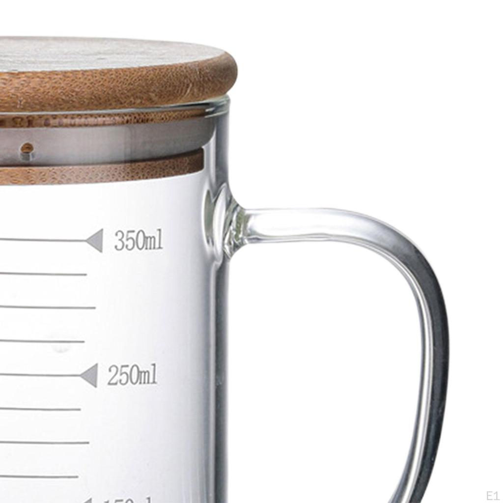 Cup Glass with Scale, Household Heat Resisttant Clear Water Pitcher lid,