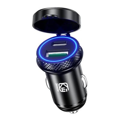 Chargeur de voiture USB C 60 W/5 A ultra rapide, adaptateur QC3.0 et PD Type C, compatible avec iPhone, Xiaomi et Samsung