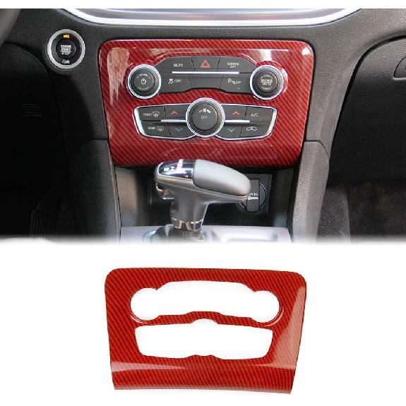 crosselec Carbon Fiber Central Control Air Conditioning A/C Panel Cover tirm for Dodge Charger 2015+ (Black)