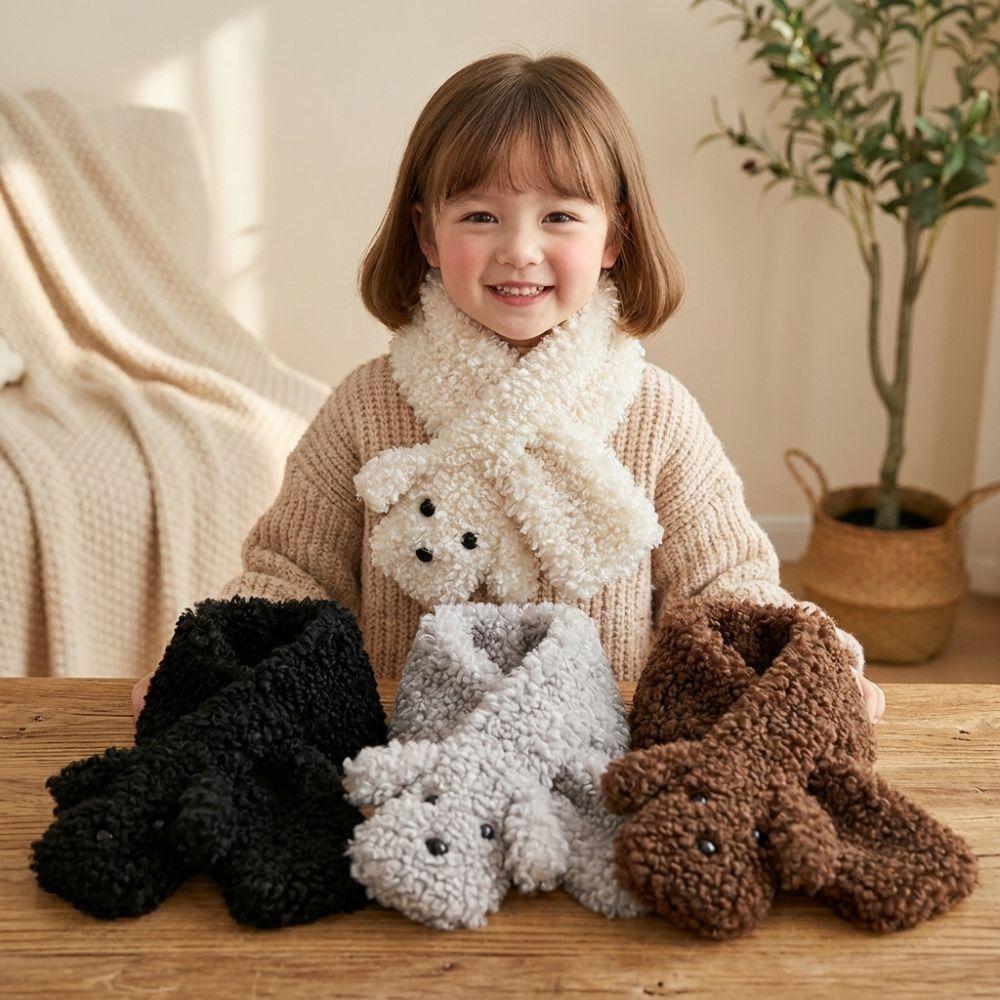 Cute Puppy Shape Plush Neck Warmer Faux Rabbit Fur Fashion Neck Scarf  Winter Outfit Styling
