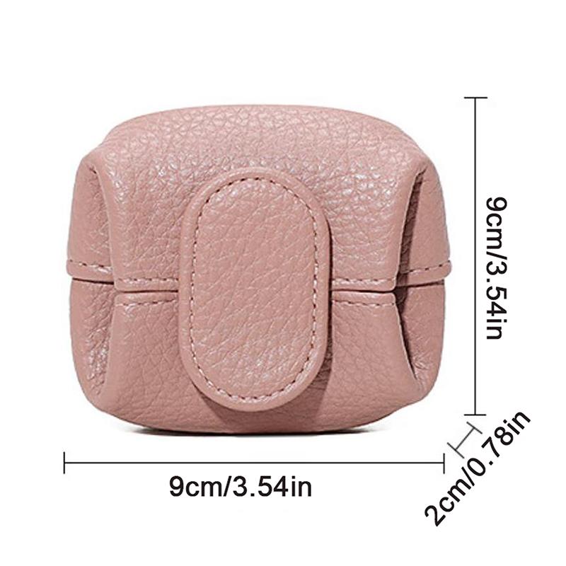 Solid-Color Mini Coin Storage Purse Leather Change Purse For Women Buckle Key Earphone Storage Bag For Outgoing Shopping